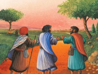 Salutations de Pâques: Les deux disciples sont tristes (c) Pieter Kunstreich Pfarrbriefservice